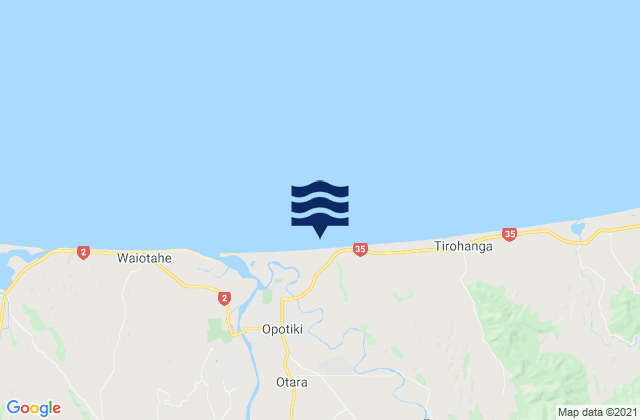 Mappa delle Getijden in Hikuwai Beach, New Zealand