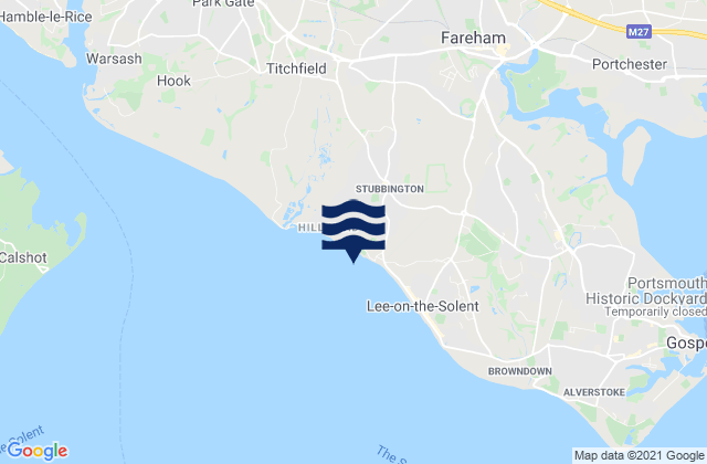 Mappa delle Getijden in Hill Head Beach, United Kingdom