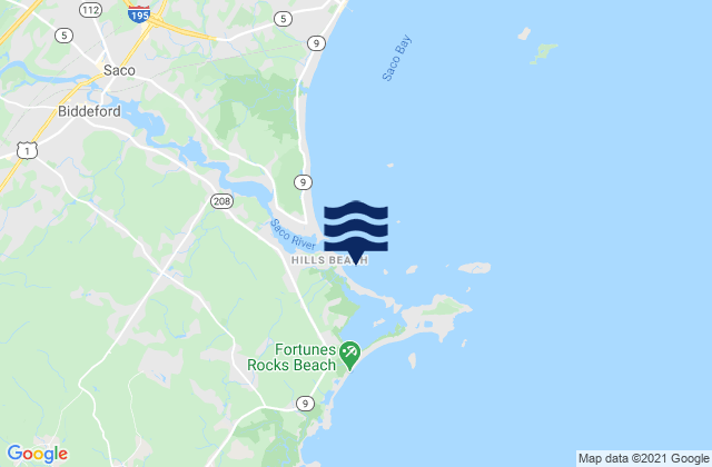 Mappa delle Getijden in Hills Beach, United States
