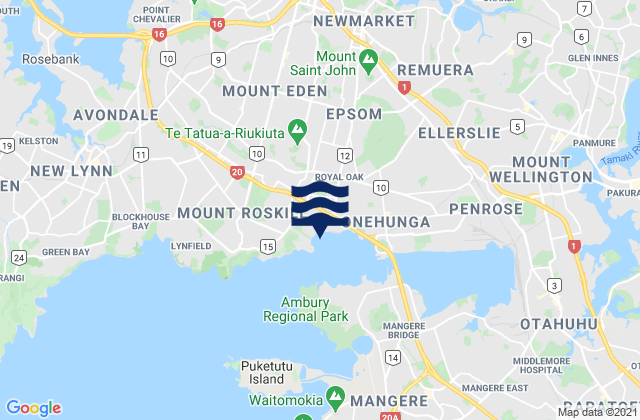 Mappa delle Getijden in Hillsborough Bay, New Zealand