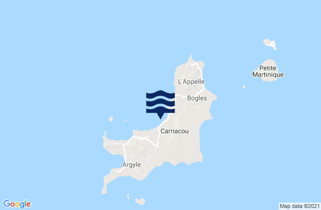 Mappa delle Getijden in Hillsborough, Grenada