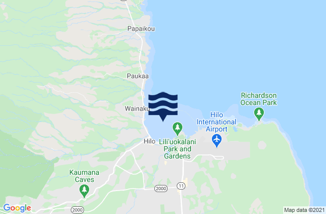 Mappa delle Getijden in Hilo Bay, United States