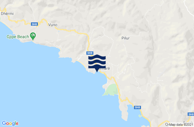 Mappa delle Getijden in Himarë, Albania
