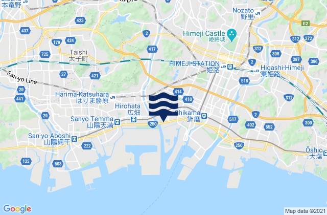 Mappa delle Getijden in Himeji Shi, Japan
