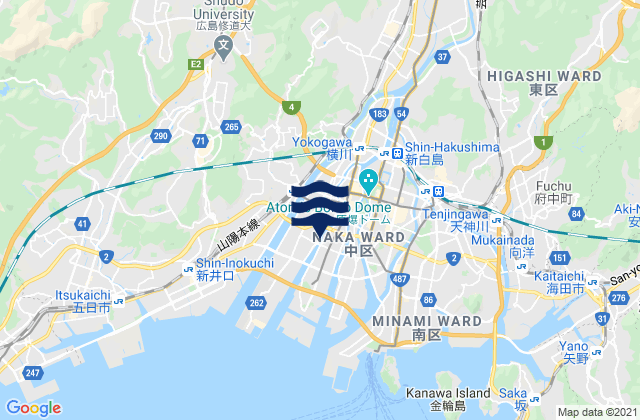 Mappa delle Getijden in Hiroshima-shi, Japan