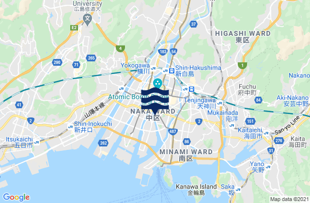 Mappa delle Getijden in Hiroshima, Japan