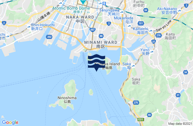 Mappa delle Getijden in Hiroshima Kō, Japan