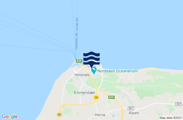 Mappa delle Getijden in Hirtshals Port, Denmark