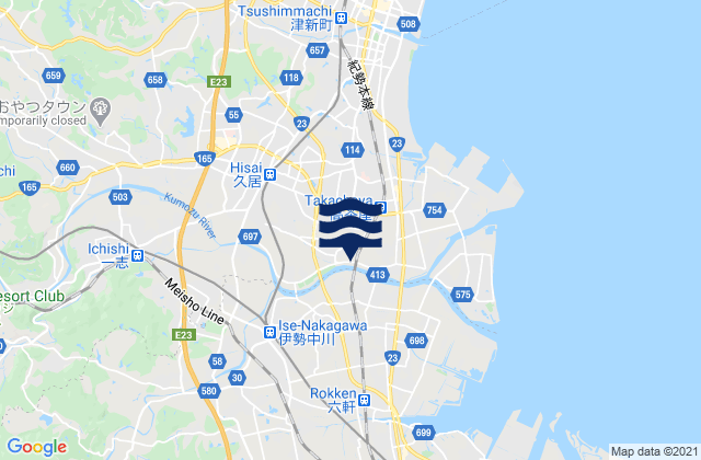 Mappa delle Getijden in Hisai-motomachi, Japan