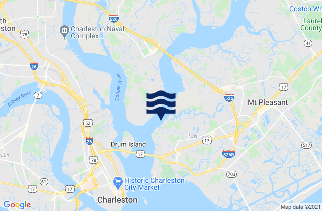 Mappa delle Getijden in Hobcaw Point, United States