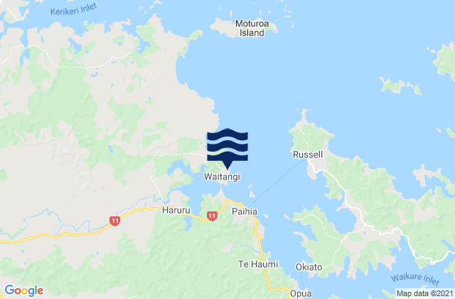 Mappa delle Getijden in Hobson Beach, New Zealand