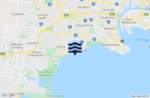 Mappa delle Getijden in Hobsons Bay, Australia
