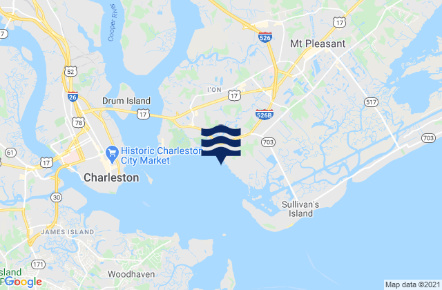 Mappa delle Getijden in Hog Island Channel, United States