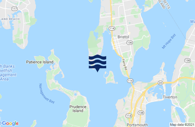 Mappa delle Getijden in Hog Island northwest of, United States