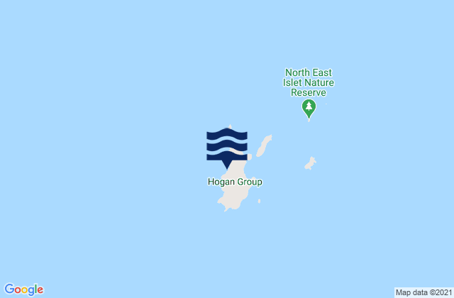 Mappa delle Getijden in Hogan Island, Australia