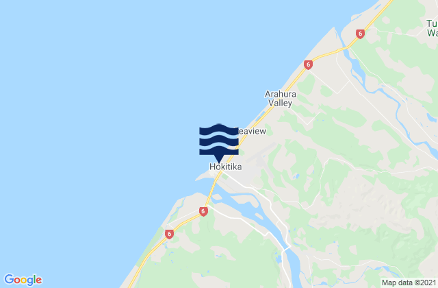 Mappa delle Getijden in Hokitika River Bar, New Zealand