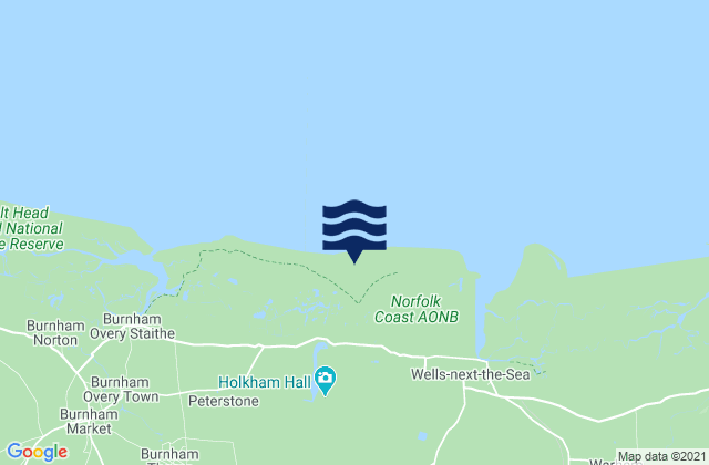 Mappa delle Getijden in Holkham Bay Beach, United Kingdom