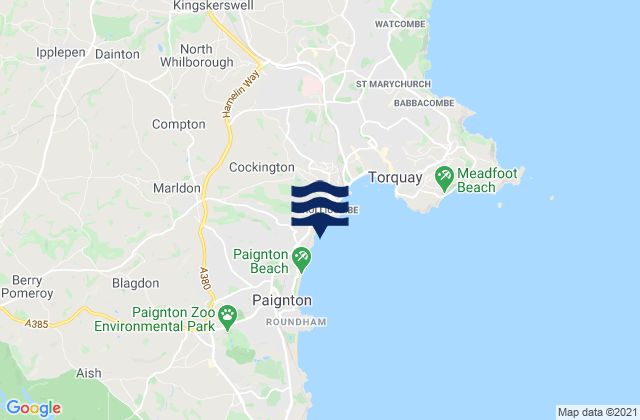 Mappa delle Getijden in Hollicombe Beach, United Kingdom