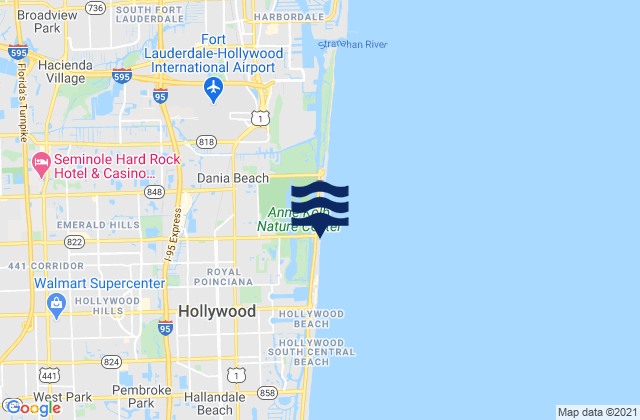 Mappa delle Getijden in Hollywood Beach (West Lake South End), United States