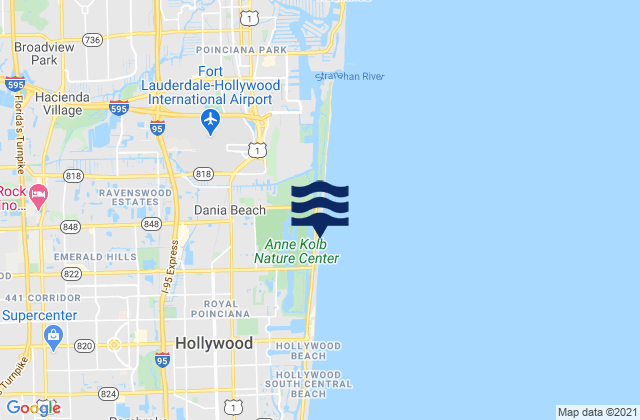 Mappa delle Getijden in Hollywood Beach West Lake North End, United States