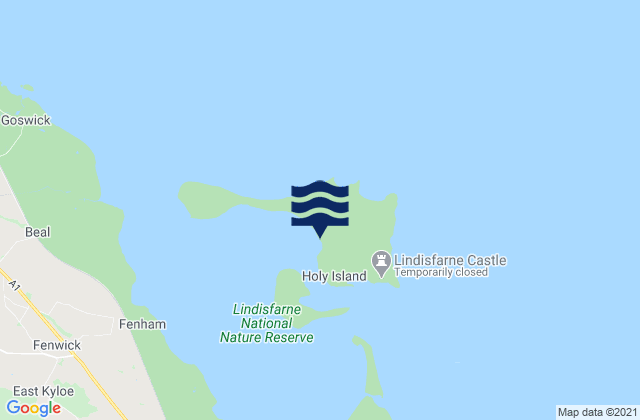 Mappa delle Getijden in Holy Island (Lindisfarne) Beach, United Kingdom