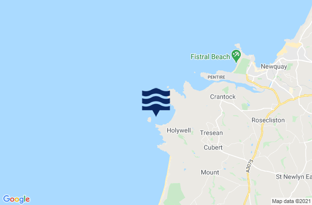 Mappa delle Getijden in Holywell Bay, United Kingdom