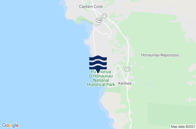 Mappa delle Getijden in Honaunau-Napoopoo, United States