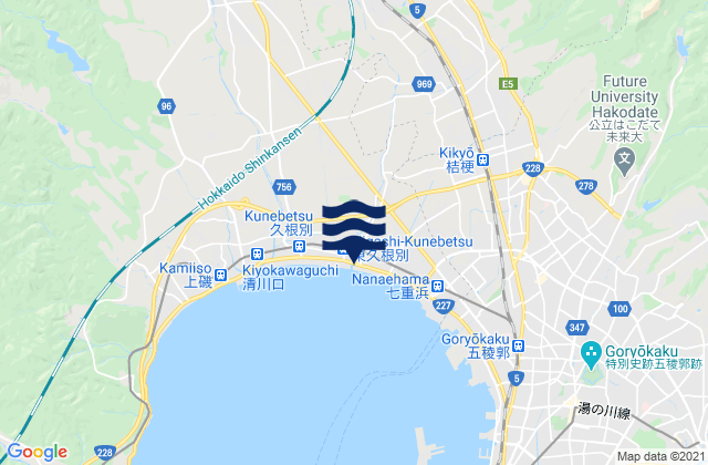 Mappa delle Getijden in Honchō, Japan