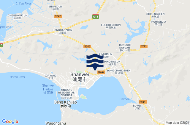 Mappa delle Getijden in Hongcao, China