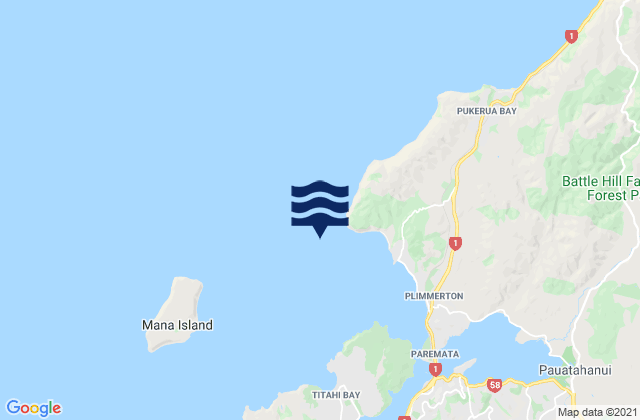 Mappa delle Getijden in Hongoeka Bay, New Zealand