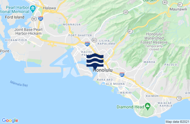 Mappa delle Getijden in Honolulu, United States