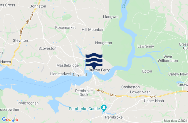 Mappa delle Getijden in Hook, United Kingdom