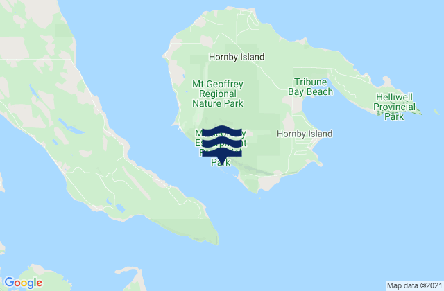 Mappa delle Getijden in Hornby Island, Canada