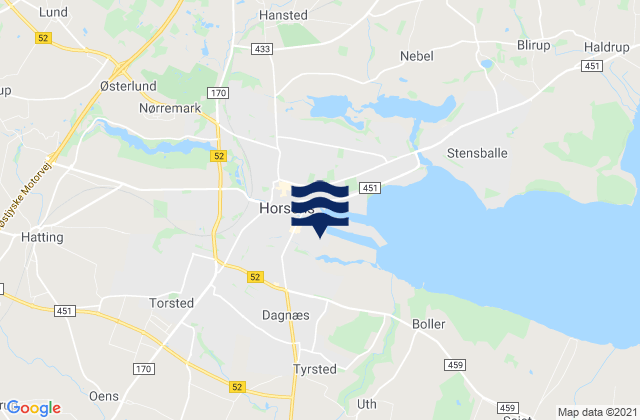 Mappa delle Getijden in Horsens, Denmark