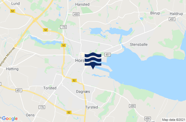 Mappa delle Getijden in Horsens Kommune, Denmark