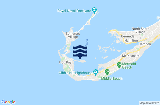 Mappa delle Getijden in Horseshoe Bay, Bermuda