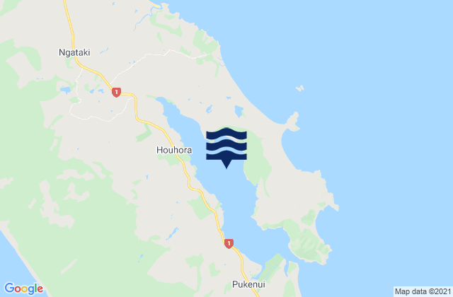 Mappa delle Getijden in Houhora Harbour, New Zealand