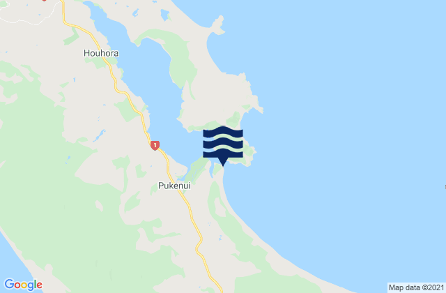 Mappa delle Getijden in Houhora Harbour Entrance, New Zealand