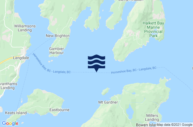 Mappa delle Getijden in Howe Sound, Canada