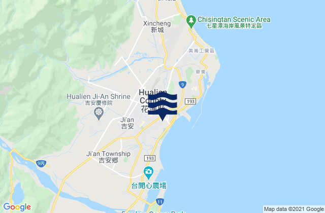 Mappa delle Getijden in Hualien City, Taiwan