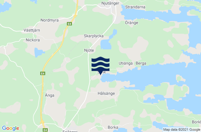 Mappa delle Getijden in Hudiksvalls Kommun, Sweden