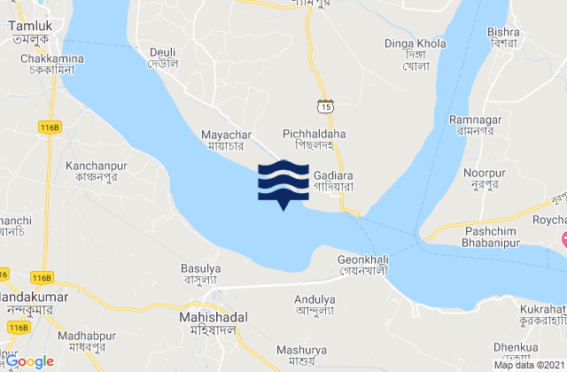 Mappa delle Getijden in Hugli Point Semaphore, India
