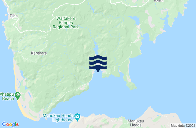 Mappa delle Getijden in Huia Bay, New Zealand