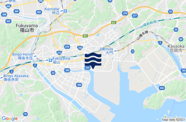 Mappa delle Getijden in Hukuyama, Japan