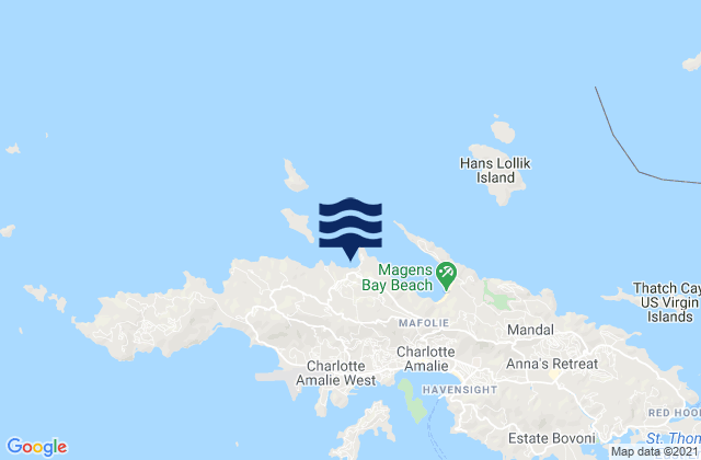 Mappa delle Getijden in Hull Bay, U.S. Virgin Islands