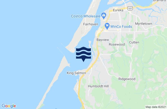 Mappa delle Getijden in Humboldt Bay, United States