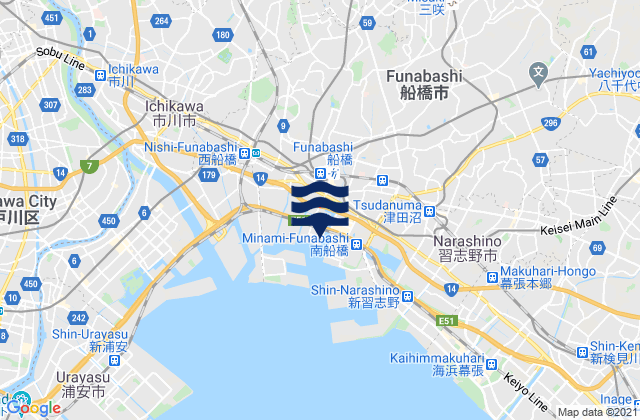 Mappa delle Getijden in Hunabasi, Japan