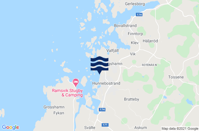 Mappa delle Getijden in Hunnebostrand, Sweden