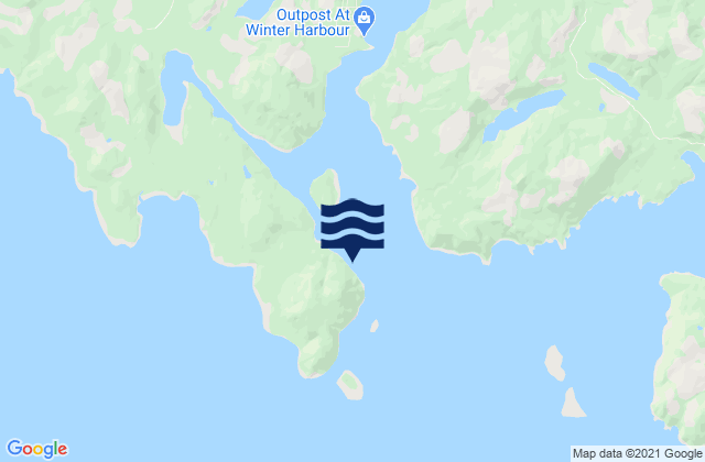 Mappa delle Getijden in Hunt Islets, Canada