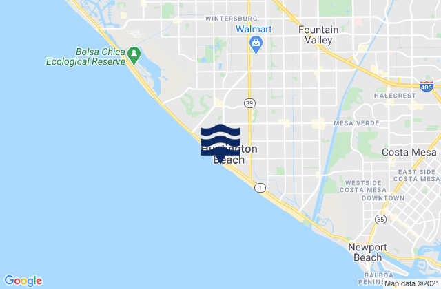 Mappa delle Getijden in Huntington Beach, United States